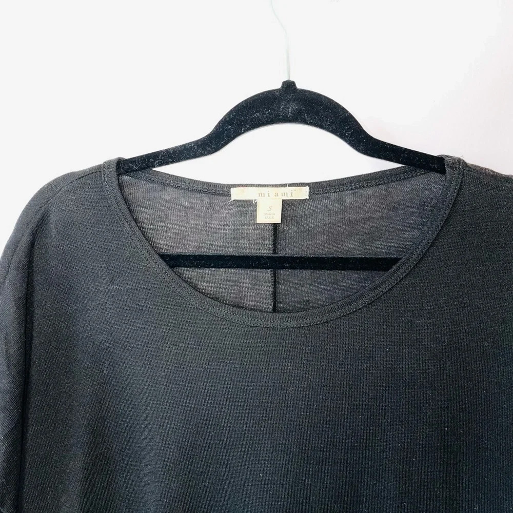 Francesca’s Miami Black Fringe Hem Poncho Top Oversized Boho Small Women’s - Picture 2 of 9
